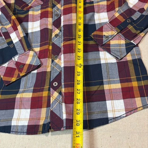 BKE Buckle Athletic Fit Long Sleeve Red Blue Plaid Button Down Shirt Men’s Sz L - Picture 5 of 6